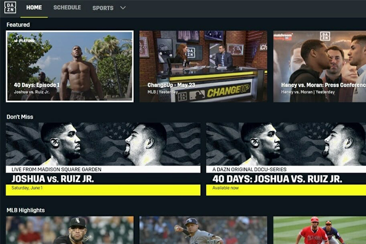 DAZN interface