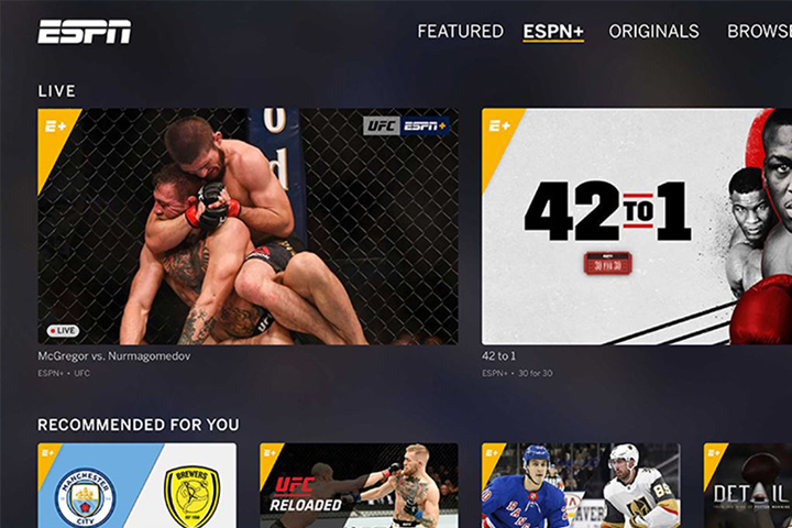 ESPN+ interface