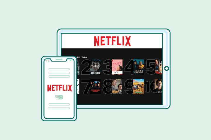 Graphic of a tablet with Netflix on the screen