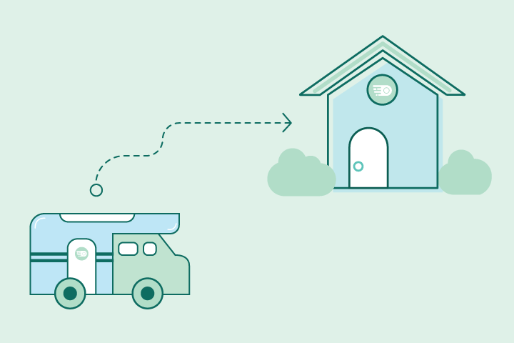 graphic of a house and moving van