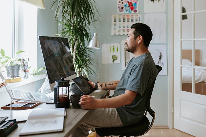 Man sitting at desk working