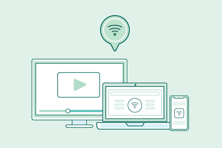 graphic of three IoT devices boosting WiFi signal