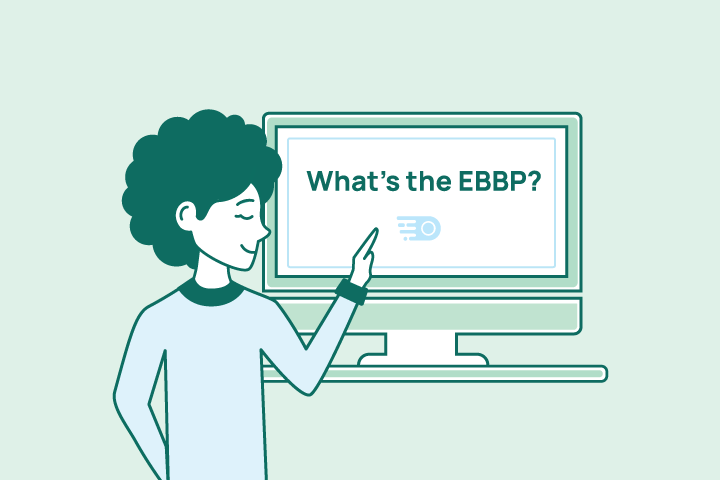 Woman pointing to EBBP graphic