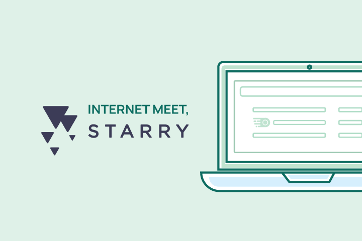 Starry logo and a laptop