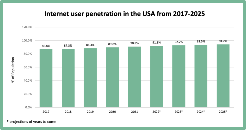 Chart of internet users in USA