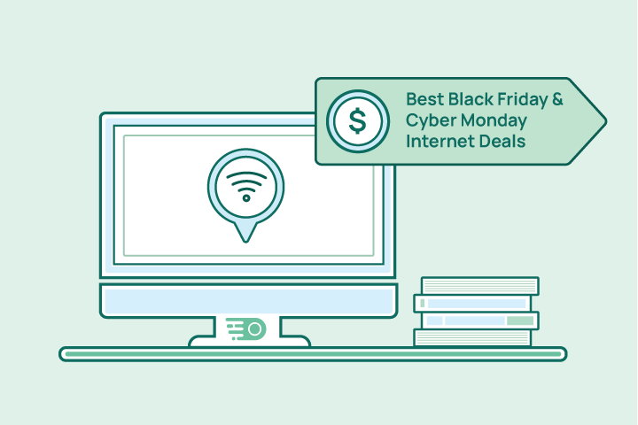 graphic of desktop computer with black friday deals