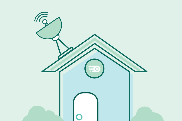 graphic of rural home with satellite internet