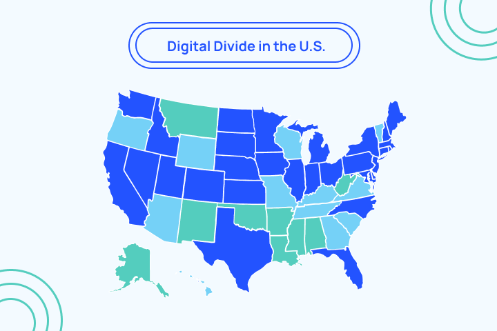 featured graphic of the united states showing the digital divide