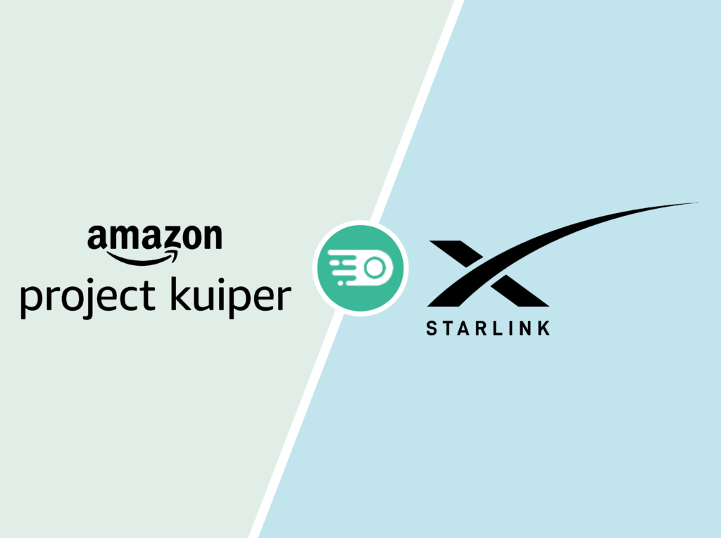 Comparison graphic between Amazon's Project Kuiper and SpaceX's Starlink satellite internet services
