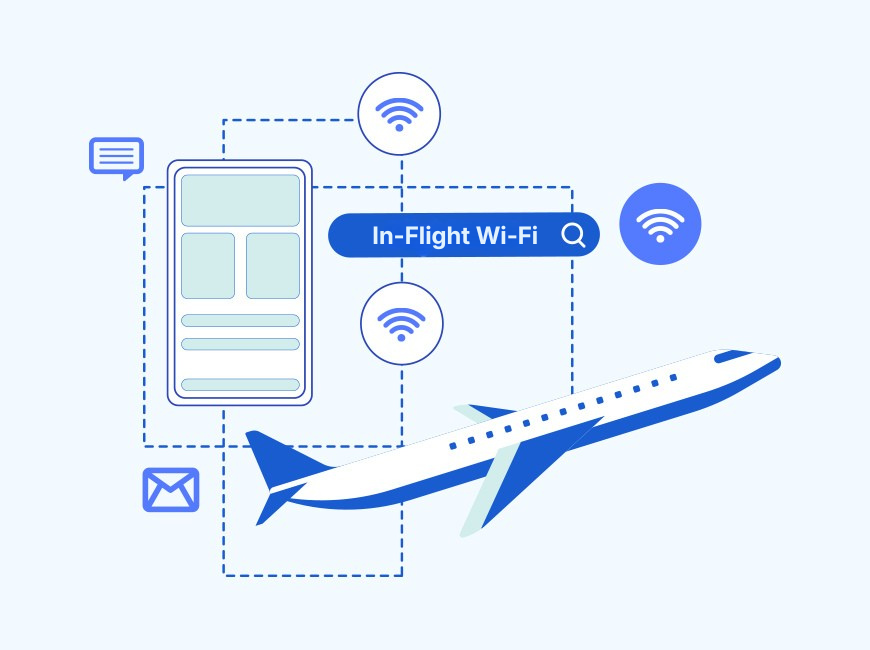 Featured image for an article about how to get in-flight wi-fi